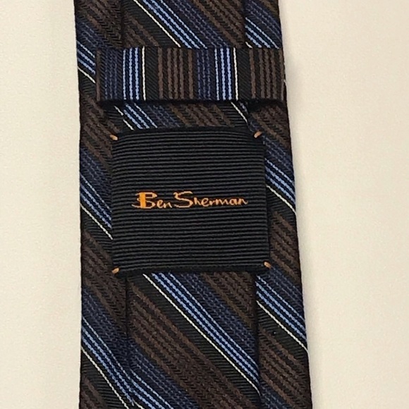 Ben Sherman 100% Silk Striped Necktie - Picture 2 of 9